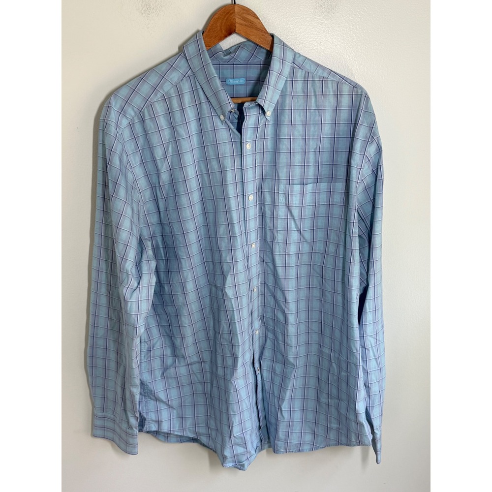 J.McLaughlin Mens Plaid Button Down Shirt Blue Purple Long Sleeve XL Large